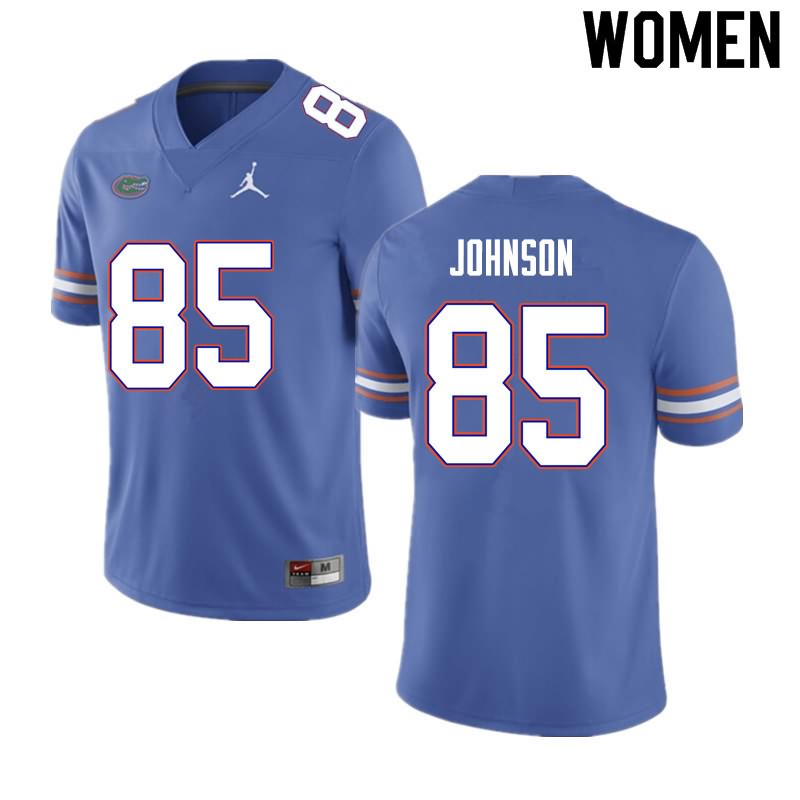 Women's NCAA Florida Gators Kevin Johnson #85 Stitched Authentic Nike Blue College Football Jersey KTZ7065ZN